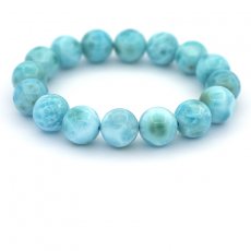 Bracelet de 16 Perles en Larimar de 13 à 13.2 mm - 17 cm - 52 gr