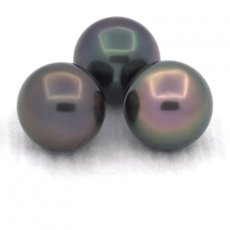 Lot de 3 Perles de Tahiti Semi-Rondes C de 10.7 à 10.8 mm