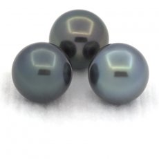 Lot de 3 Perles de Tahiti Rondes C de 10 à 10.2 mm