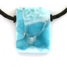 Collier en Cuir et 1 Larimar - 33 x 25 x 10 mm - 19 gr