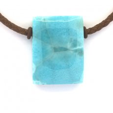 Collier en Coton et 1 Larimar - 28 x 21 x 8 mm - 11.6 gr