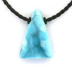 Collier en Coton et 1 Larimar - 35 x 24 x 9.5 mm - 11.7 gr