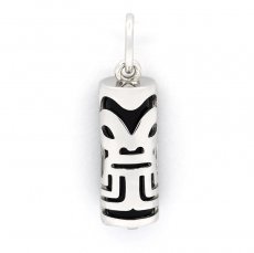 Tiki en Argent et Agate Noire - 17 mm - Abondance