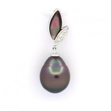 Pendentif en Argent et 1 Perle de Tahiti Semi-Baroque B 10.5 mm