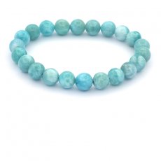 Bracelet de 22 Perles en Larimar de 8 à 8.4 mm - 15.5 cm - 17.8 gr