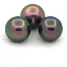 Lot de 3 Perles de Tahiti Semi-Rondes C de 11 à 11.3 mm