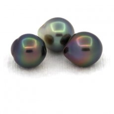 Lot de 3 Perles de Tahiti Semi-Baroques B de 9.5 à 9.7 mm