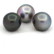 Lot de 3 Perles de Tahiti Semi-Baroques C de 12.4 à 12.6 mm