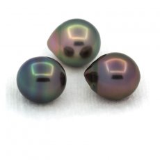 Lot de 3 Perles de Tahiti Semi-Baroques B de 9 à 9.4 mm