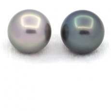 Lot de 2 Perles de Tahiti Rondes C/D 13.5 mm