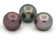 Lot de 3 Perles de Tahiti Semi-Rondes C de 12.5 à 12.7 mm