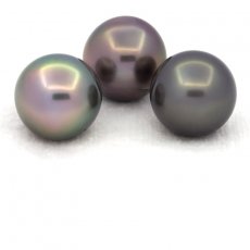 Lot de 3 Perles de Tahiti Semi-Rondes C de 12.7 à 12.8 mm