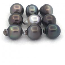 Lot de 9 Perles de Tahiti Semi-Baroques C/D de 12 à 12.4 mm