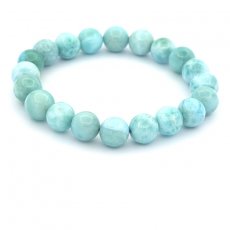 Bracelet de 20 Perles en Larimar de 9 à 9.5 mm - 15 cm - 22.1 gr