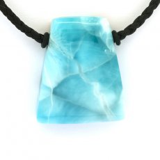 Collier en Coton et 1 Larimar - 32 x 27 x 9 mm - 16 gr