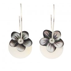 Boucles d'oreilles en Argent avec Nacre blanche & Nacre de Tahiti