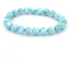 Bracelet de 22 Perles en Larimar de 8 à 8.4 mm - 16 cm - 17.8 gr