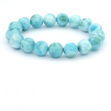 Bracelet de 17 Perles en Larimar de 11.7 à 12.2 mm - 17 cm - 41.3 gr