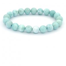 Bracelet de 21 Perles en Larimar de 8.5 à 8.8 mm - 16 cm - 19.5 gr