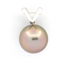 Pendentif en Or blanc 18K et 1 Perle de Tahiti Ronde B 9.3 mm