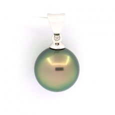 Pendentif en Or blanc 18K et 1 Perle de Tahiti Ronde B 10.1 mm