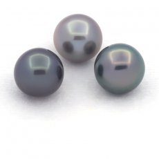 Lot de 3 Perles de Tahiti Semi-Rondes C de 9.3 à 9.5 mm