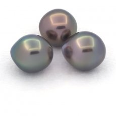 Lot de 3 Perles de Tahiti Semi-Baroques C de 11 à 11.3 mm