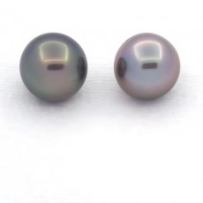 Lot de 2 Perles de Tahiti Semi-Rondes C de 10.4 à 10.6 mm