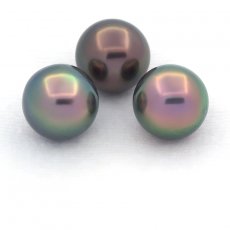 Lot de 3 Perles de Tahiti Semi-Rondes C de 10.7 à 10.8 mm