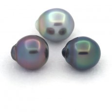 Lot de 3 Perles de Tahiti Semi-Baroques C de 11 à 11.4 mm