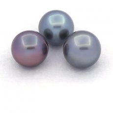 Lot de 3 Perles de Tahiti Semi-Baroques C de 11 à 11.4 mm