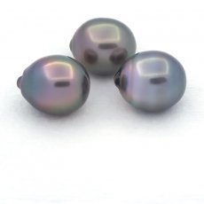 Lot de 3 Perles de Tahiti Semi-Baroques B/C de 11 à 11.4 mm