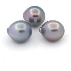 Lot de 3 Perles de Tahiti Semi-Baroques C de 11 à 11.4 mm