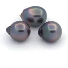 Lot de 3 Perles de Tahiti Semi-Baroques B de 11 à 11.3 mm