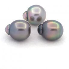 Lot de 3 Perles de Tahiti Semi-Baroques B de 10.7 à 10.8 mm