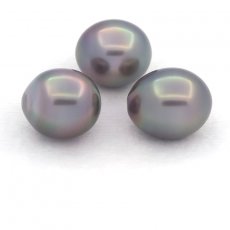 Lot de 3 Perles de Tahiti Semi-Baroques B de 10.6 à 10.9 mm