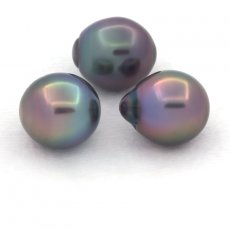 Lot de 3 Perles de Tahiti Semi-Baroques B/C de 10.8 à 10.9 mm