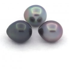 Lot de 3 Perles de Tahiti Semi-Baroques C de 10.5 à 10.9 mm