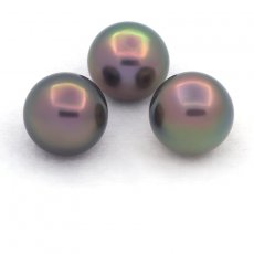 Lot de 3 Perles de Tahiti Semi-Baroques B de 10.6 à 10.7 mm