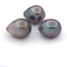 Lot de 3 Perles de Tahiti Semi-Baroques B de 10.5 à 10.8 mm