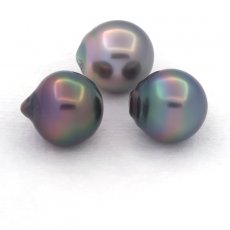 Lot de 3 Perles de Tahiti Semi-Baroques B de 10.6 à 10.7 mm