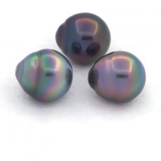 Lot de 3 Perles de Tahiti Semi-Baroques B de 10.6 à 10.9 mm