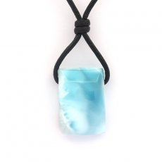 Collier en Cuir et 1 Larimar - 22 x 15 x 9 mm - 6 gr