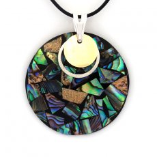 Pendentif en Argent, nacre d'Abalone et d'Australie - Collier en cuir