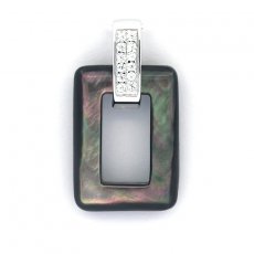 Pendentif en Nacre de Tahiti et Argent .925 Rhodié