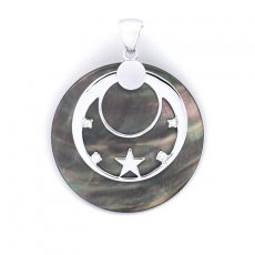 Pendentif en Nacre de Tahiti et Argent .925 Rhodié