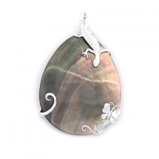 Pendentif en Nacre de Tahiti et Argent .925 Rhodié