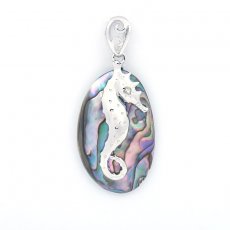 Pendentif Hypocampe en Abalone et Argent .925 Rhodié