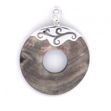 Pendentif en Nacre de Tahiti et Argent .925 Rhodié