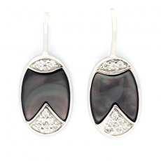 Boucles d'oreilles en Nacre de Tahiti et Argent .925 Rhodié